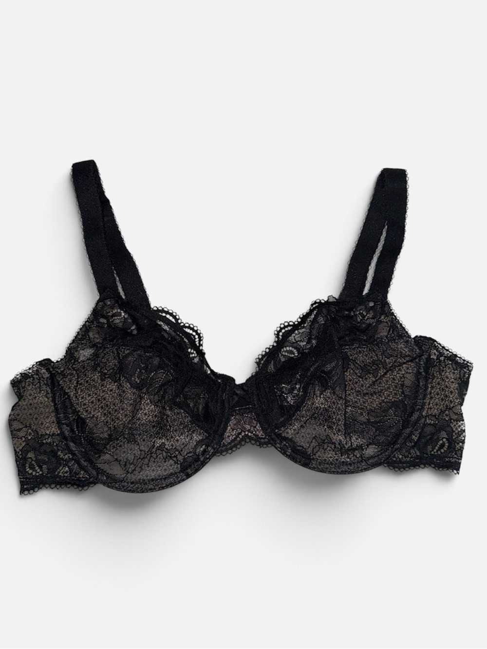 Wacoal So Sophisticated Lace Underwire Bra Sheer Black 38C 851287 Discontinued